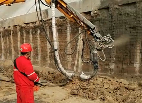 雄安新区基坑支护混凝土湿喷台车施工视频（2）